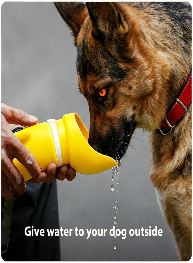 Jalopink Portable Dog Water Bottle, 2-in-1 Leak Proof & Collapsible Silicone Pet Dispenser with Built-in Bowl, Food Grade Travel Cup for Walking, Hiking (19oz/550ml, Yellow) - Image 2